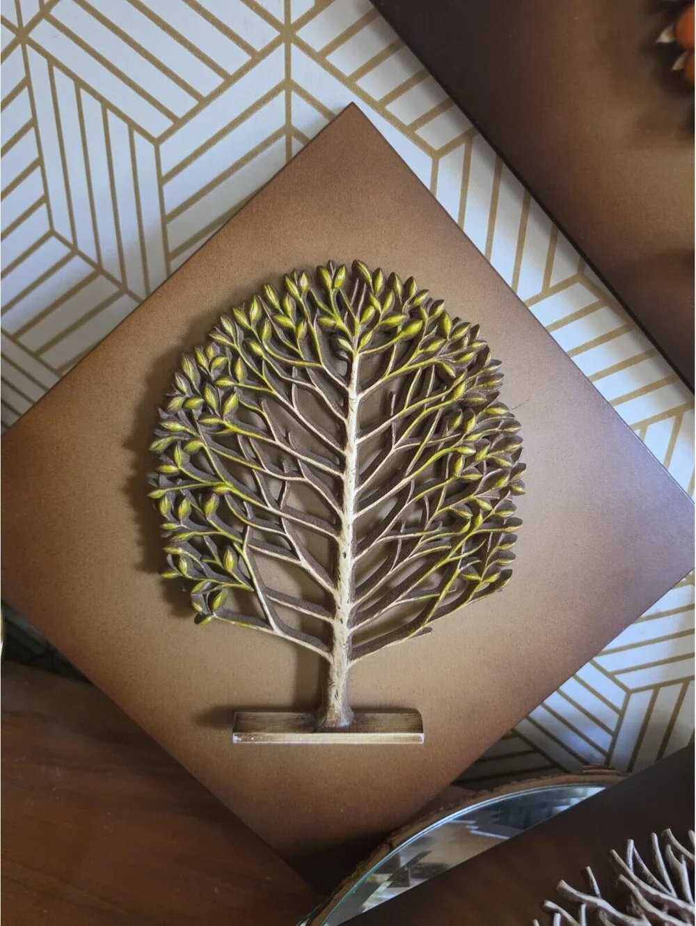 4 Vintage Mid-Century Modern Wall Plaques Syroco Wood Tree in Four Seasons